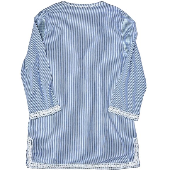 J. McLaughlin Blue Striped Lace Trim Blouse Tunic 3/4 Sleeve Women's Size S (A1) - Picture 10 of 16